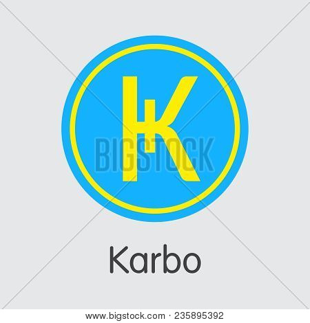 Karbo - Virtual Currency Coin Pictogram. Vector Icon Of Cryptocurrency Icon On Grey Background. Vect
