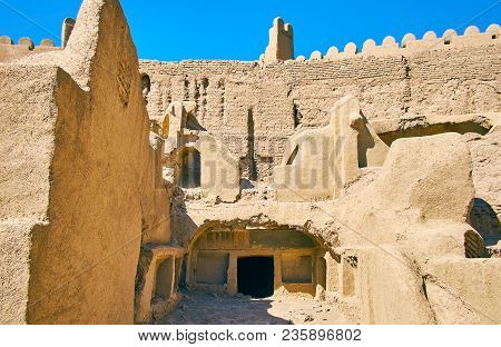 Visit The Ancient Adobe House At The Rampart Of Deserted Rayen Citadel, Iran.