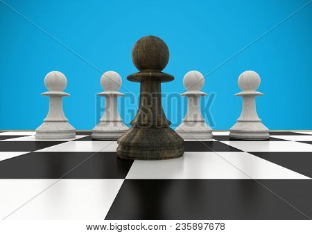 Chess pieces against blue background