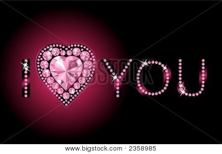 I Love You / diamantové srdce / vektorové pozadí