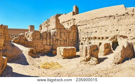 The Clay Ruins Of Medieval Residential Buildings At The Ramparts Of Rayen Fortress, Iran.