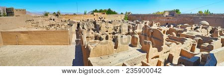 Rayen Castle Overlooks The Territory Of Archaeological Site With Clay Ruins Of Houses And Workshops,