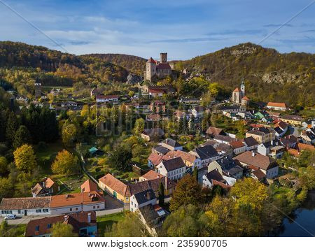 Castle Hardegg in Austria - aerial view - travel and architecture background