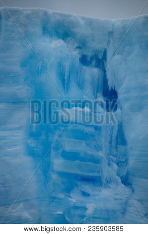 A Large Tabular Iceberg Floating In The Southern Atlantic Ocean, Near Antarctica.