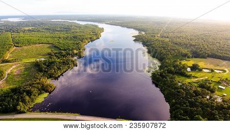 Aerial View Of Big Creek Lake In Semmes, Alabama