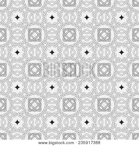 Vector Seamless Pattern. Modern Texture. Repetition Of Geometric Elements. Monochrome. Wallpaper For
