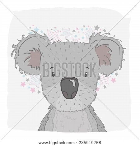 Cute Vector Animal Koala, Face. For Print On The T-shirt, Phone Case, For The Baby Room, For Greetin
