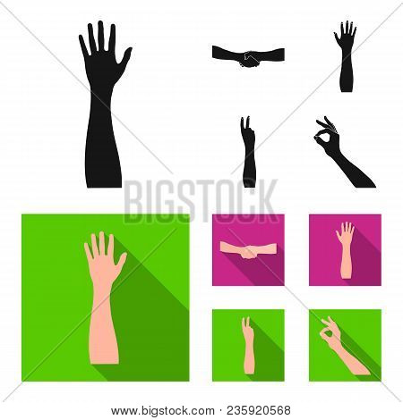 Sign Language Black, Flat Icons In Set Collection For Design.emotional Part Of Communication Vector 
