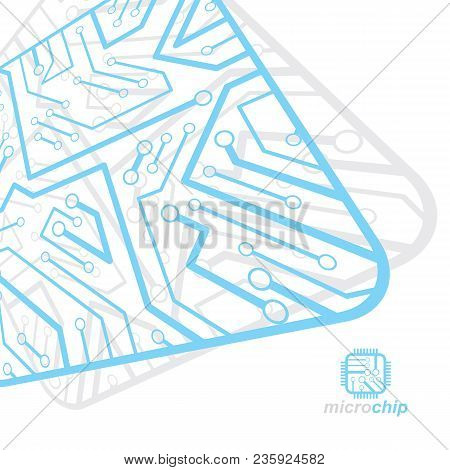 Vector Abstract Computer Circuit Board Illustration, Technology Element With Connections. Electronic