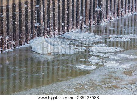 Ice Floes In The Hamburg Harbor Terminal Burchardkai