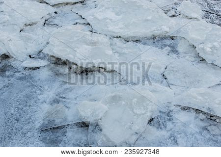 Ice Floes In The Hamburg Harbor Terminal Burchardkai