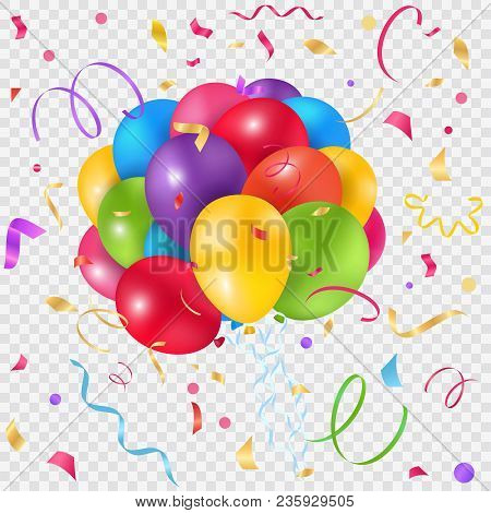 Balloons And Confetti Transparent Background Celebrations Holiday