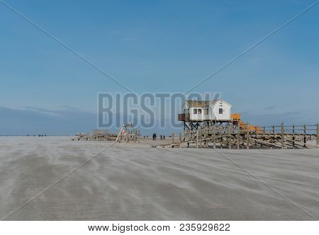 The Beach Of Sankt Peter-ording On The North Sea