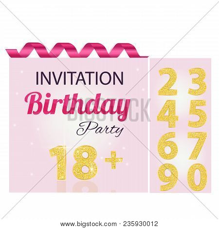Invitation Number Girl Pink Card Happy Birthday