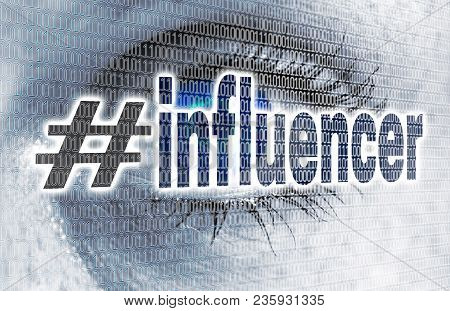 Influencer Eye With Matrix Looks On Viewer Concept