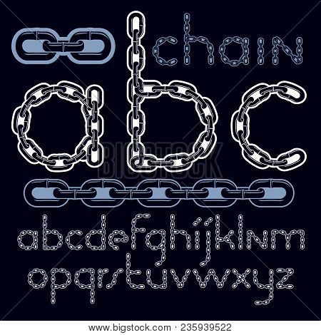Vector Type Font, Script From A To Z. Lower Case Creative Letters, Abc Made With Iron Chain, Linked 