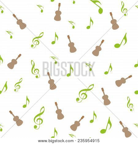 Symbols Of Music. Sixteenth, Eighth, Quarter And Half Note With Treble And Bass Clef
