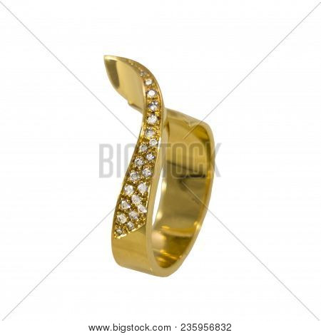 Ladies Ring Is Made Of White Gold, Alloy 585/1000,
Curved Shape, Classic Design,
Surface Is Polished
