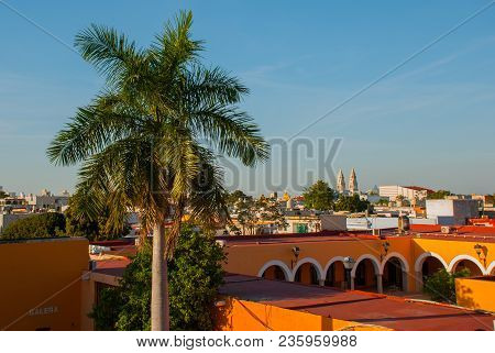 Campeche, Mexico: Top View Colonial Architecture In San Francisco De Campeche. Campeche Is Mexican C