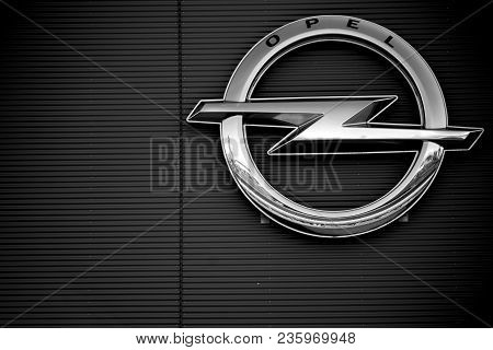 Ruesselsheim, Germany - April 11: The Symbol And Glossy Logo Of The Opel Group On The Facade Of An I