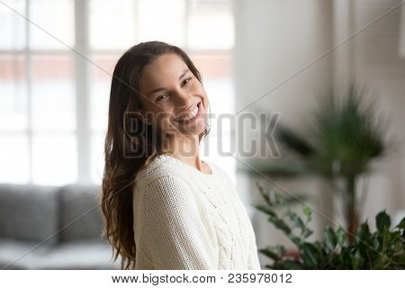 Cheerful Happy Mestizo Girl With Beautiful Smile Looking At Camera, Happy Friendly Young Woman Feeli