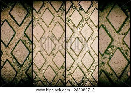 Wet Iron Background, Rusty Texture, Cracked Surface.