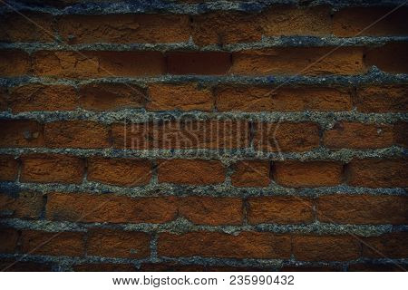 Old Ultra Orange Brick Wall, Stone Background Or Rock Surface - Good For Web Site Or Mobile Devices.