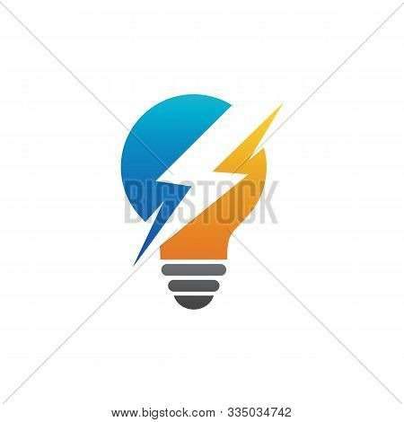 Bulb With Thunder Logo, Flash And Lamp Icon
