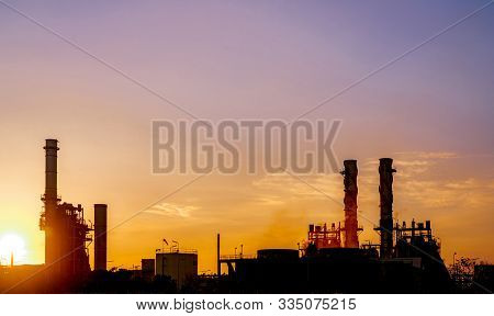 Gas Turbine Electrical Power Plant. Energy For Support Factory In Industrial Estate. Natural Gas Tan