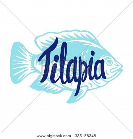 Vintage Tilapia Fish Silhouette Lettering Retro Roasted Coffee Beans Isolated Vector Illustration On