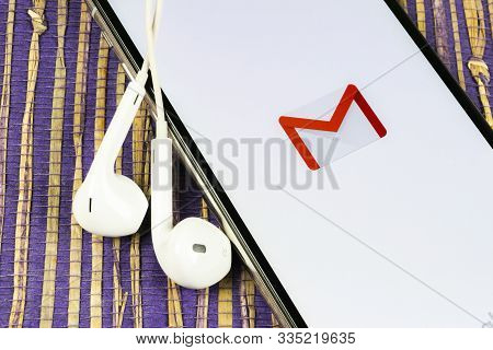 Helsinki, Finland, May 4, 2019: Google Gmail Application Icon On Apple Iphone X Smartphone Screen Cl
