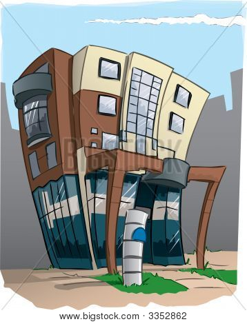 Modernes Bürogebäude In Cartoon