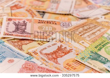 A Composition Of Moldovan Leu. Mdl Banknotes Providing Great Options To Be Used For Illustrating Sub