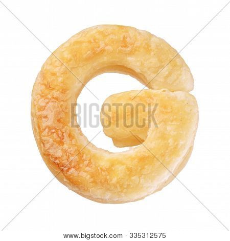 Letter G Made With Cookie Or Biscuit Isolated On White Background