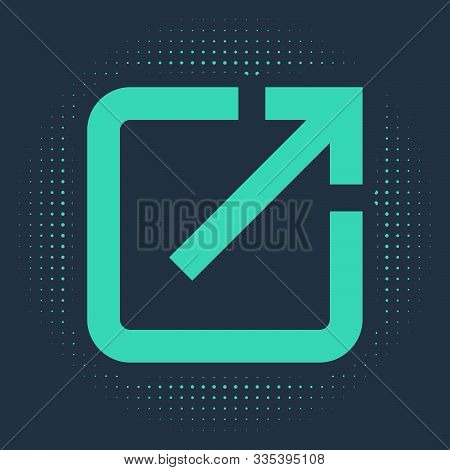 Green Open In New Window Icon Isolated On Blue Background. Open Another Tab Button Sign. Browser Fra