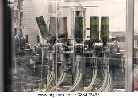 Kvareli, Georgia-may,05 2019: Wine Bottling Shop Of Kinzmarauli Corporation In Kvareli, View Through