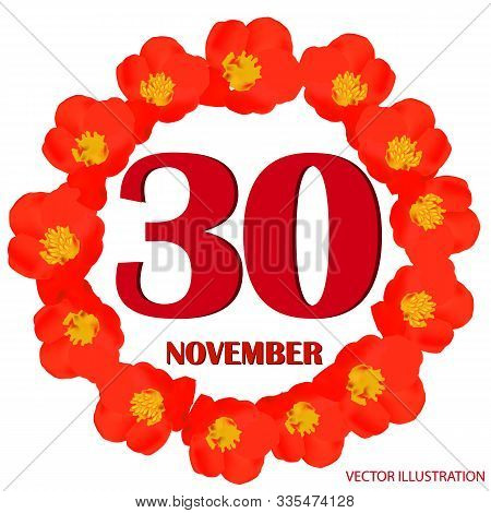 November 30 Icon. For Planning Important Day With Flowers. Banner For Holidays And Special Days. Thi