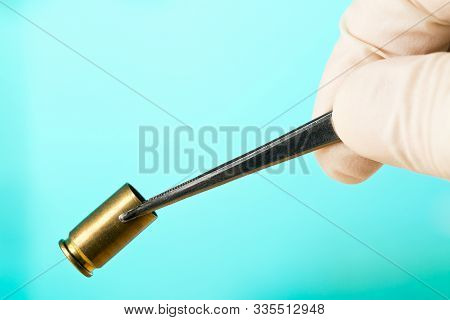 Crime Scene Investigation Csi Forensic Collecting Bullet Casing Evidence With Tweezers - Police, Evi