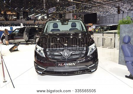 Geneva, Switzerland, March 06-2018: Klassen Mercedes-benz V-class 250 At Gims