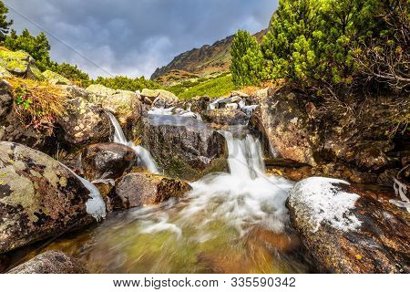 Wild Creek In The Mlynicka Valley At Late Autumn Period. The High Tatras National Park, Slovakia, Eu
