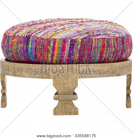 Barnwell Ottoman, Polyester Filledslight Variations In Color, Layla Ottoman, Peacock, Handmade Silk