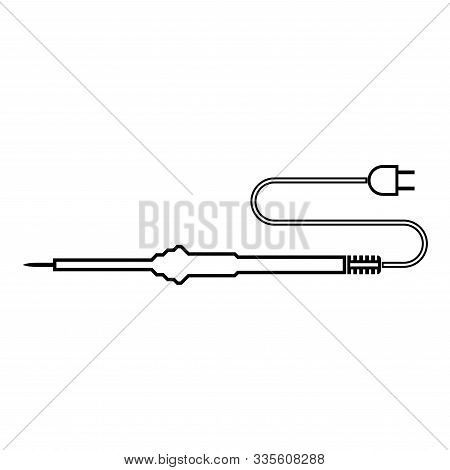 Electric Soldering Iron For Radio Repair Work Icon Outline Black Color Vector Illustration Flat Styl