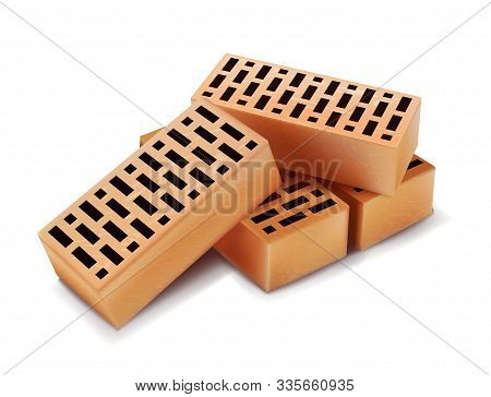 Four Bricks Of Orange Color. Vector Illustration.