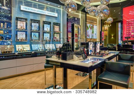 SINGAPORE - CIRCA APRIL, 2019: cosmetics products on display at Estee Lauder store in The Shoppes at Marina Bay Sands.