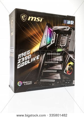 Winneconne, Wi - 10 November 2019: A  Package Of Msi Meg Z390 Godlike Motherboard On An Isolated Bac