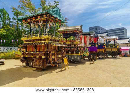 Matsumoto, Japan - October 1, 2019: Butai Wooden Floats On Display, As Part Of The Yohashira Shrine 