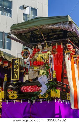 Matsumoto, Japan - October 2, 2019: Butai Wooden Floats On Display, As Part Of The Yohashira Shrine 