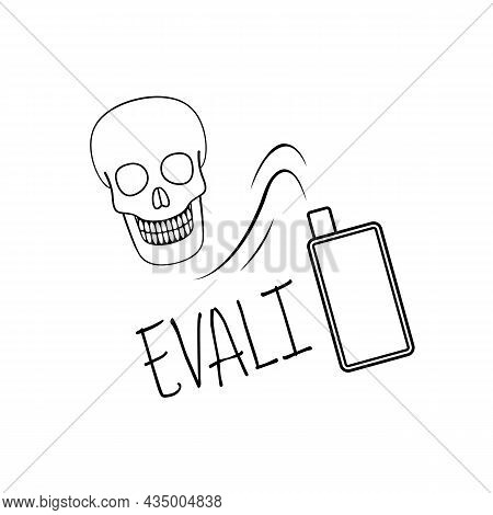 Evali - E-cigarette Or Vaping Product Use Associated Lung Injury. Linear Vector Illustration Of Vape