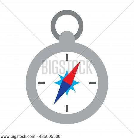 Touristic Compass, Vector Illustration In Cartoon Flat Style. Camping And Hiking Equipment For Navig