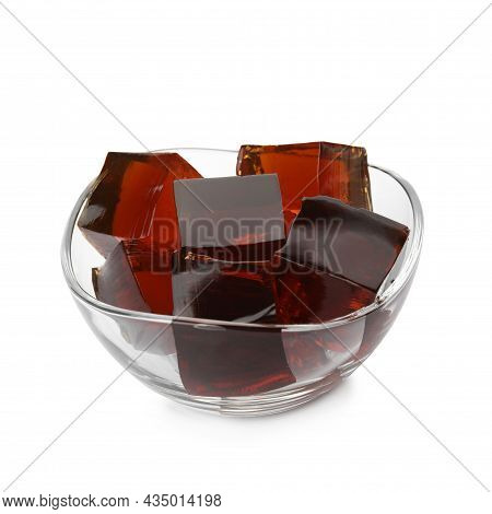 Delicious Grass Jelly Cubes On White Background